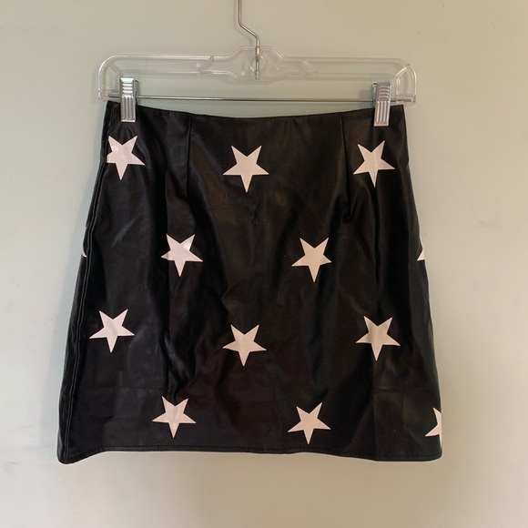 shein black leather skirt with stars - Picture 1 of 1